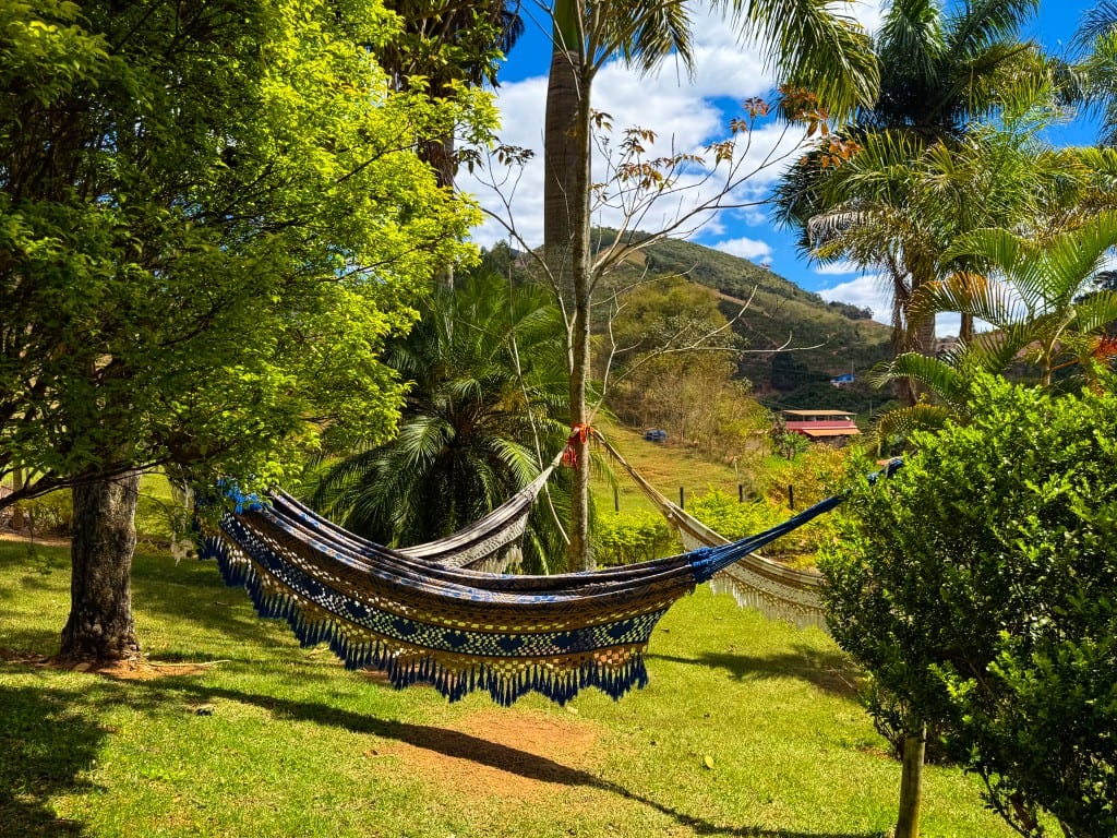Redes de descanso na área verde do parque
